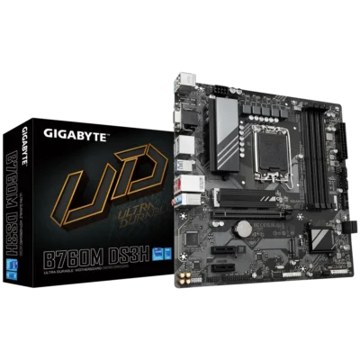 مادربرد گیگابایت B760M DS3H DDR4 یه همراه جعبه محصول