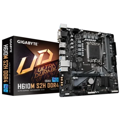 مادربرد گیگابایت H610M S2H DDR4 به همراه جعبه محصول