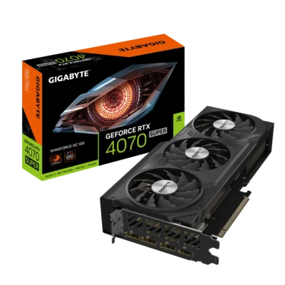 کارت گرافیک گیگابایت 4070 GEFORCE SUPER WF3 OC 12G به همراه جعبه محصول