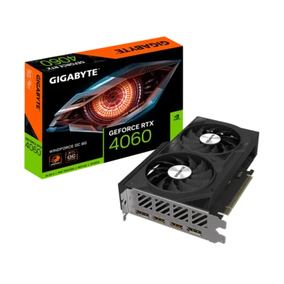 کارت گرافیک گیگابایت 4060 GEFORCE RTX WINDFORCE OC 8G به همراه جعبه محصول