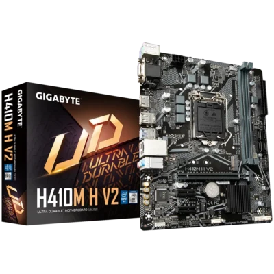 مادربرد گیگابایت H410M H V2 به همراه جعبه محصول