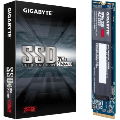 اساسدی گیگابایت M.2 PCIe ظرفیت 256 گیگابایت به همراه جعبه محصول